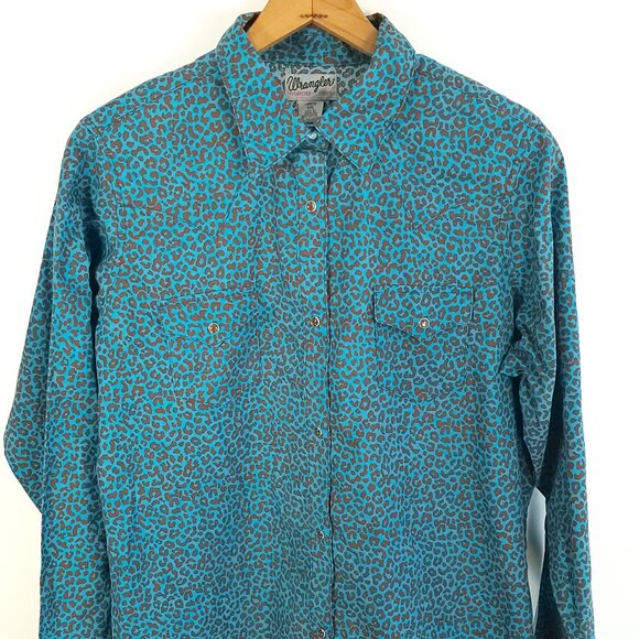Wrangler Women's X Leon Bridges Cowboy Print Snap Button Down Shirt - Brown, Size Large